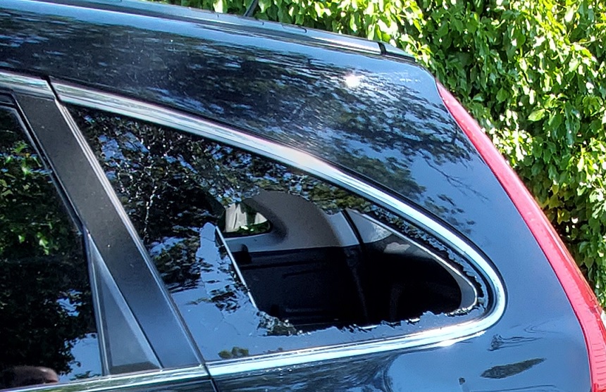 The offender smashed the windows after an initial confrontation. Pictures: Dorset Police
