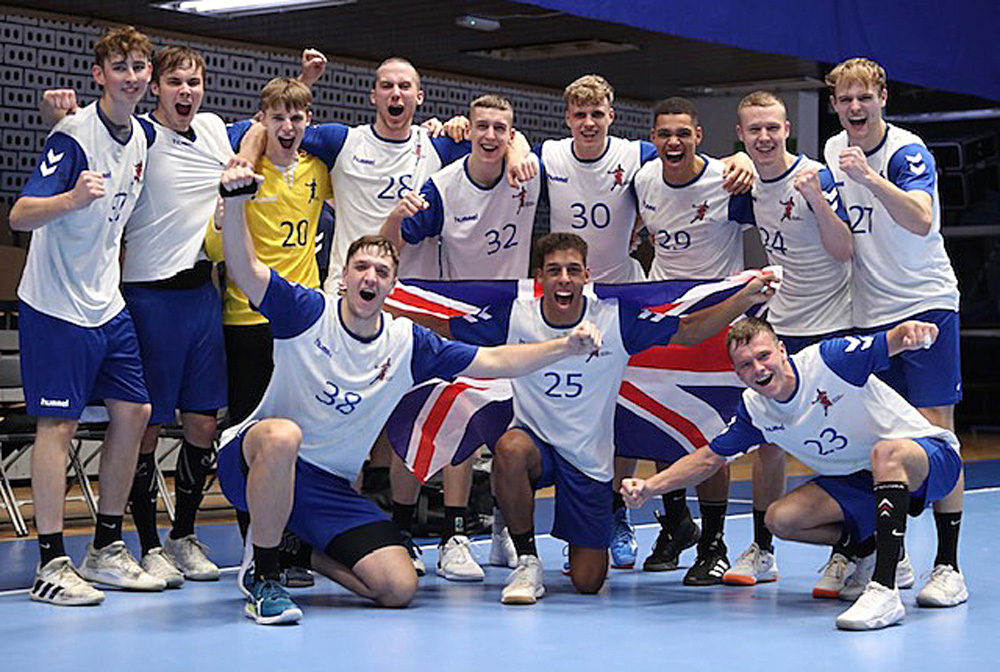 ACTION MAN: Handball wizard Joe Trent with the victorious GB team