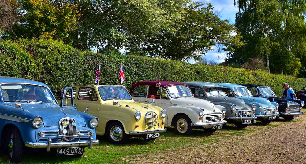 A line of classic cars