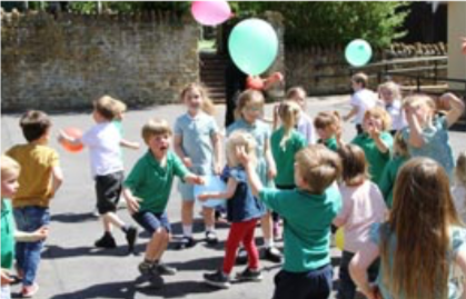 Gordon Atwell celebrated his birthday with all the children from North Cadbury Primary School