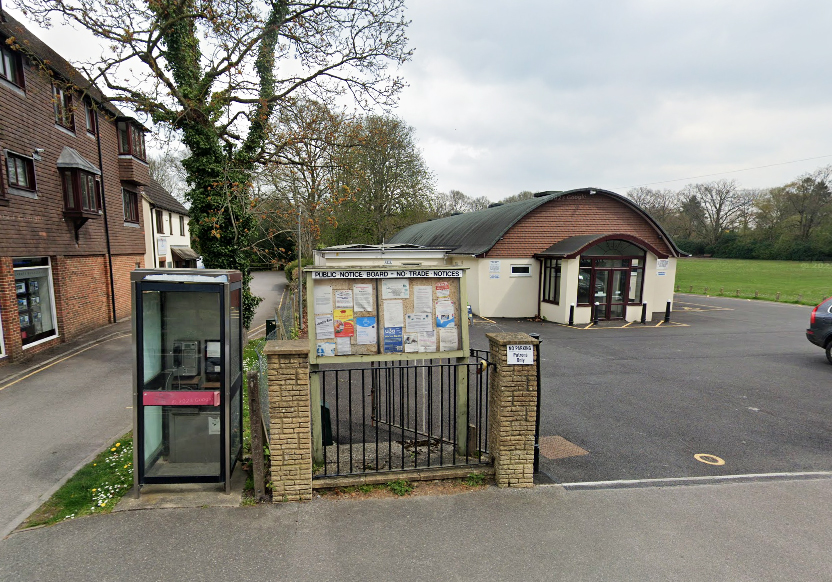The phone box outside the Memorial Hall in Verwood is set to be removed. Picture: Google