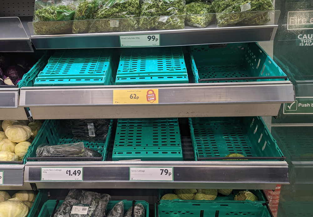 Empty shelves at Morrisons in Wincanton