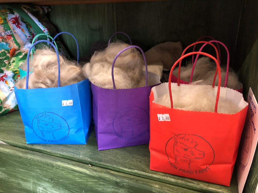Bags of Alpaca wool from farm 