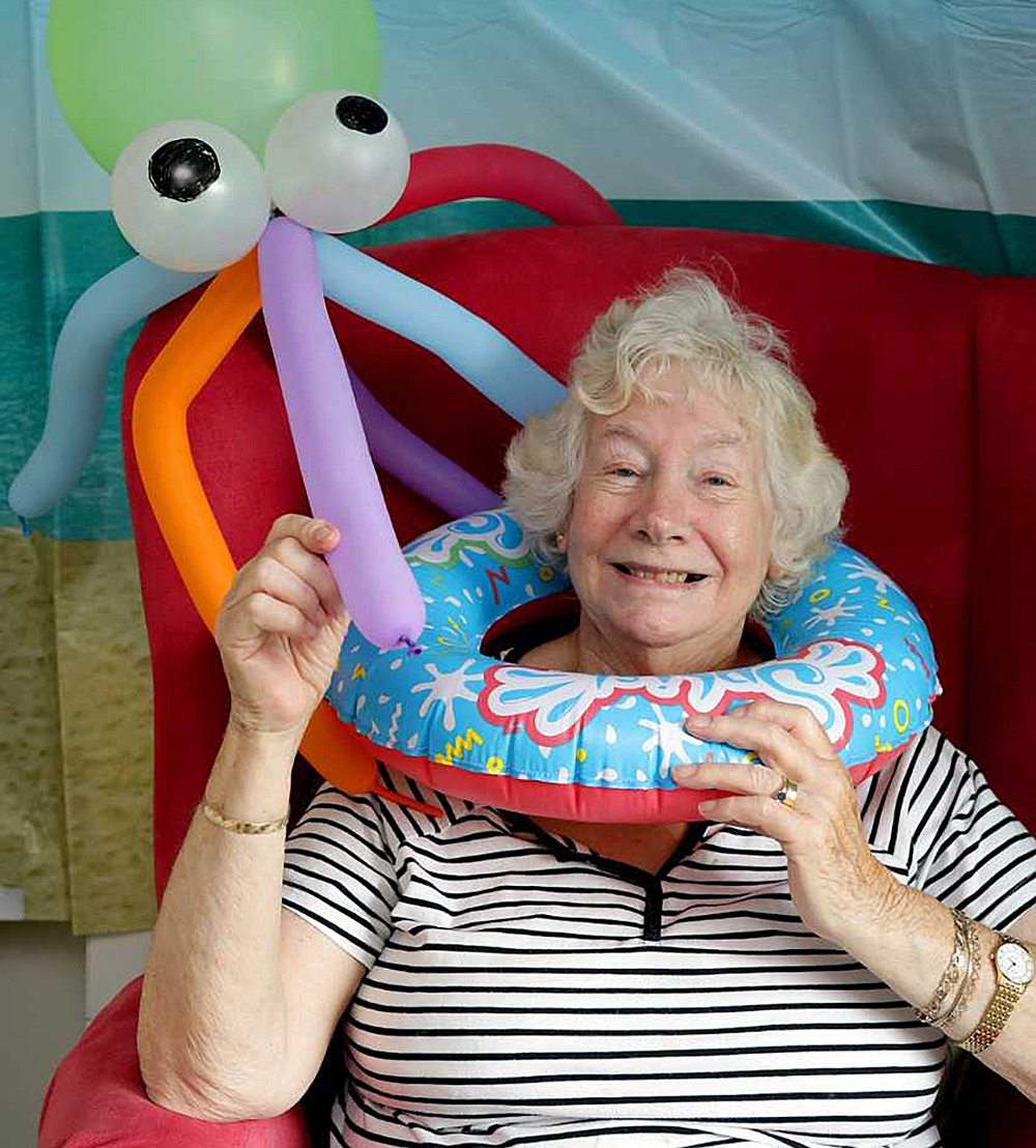 ICE TO KNOW YOU: Daphne Simpson enjoys the seaside experience with a friendly octopus