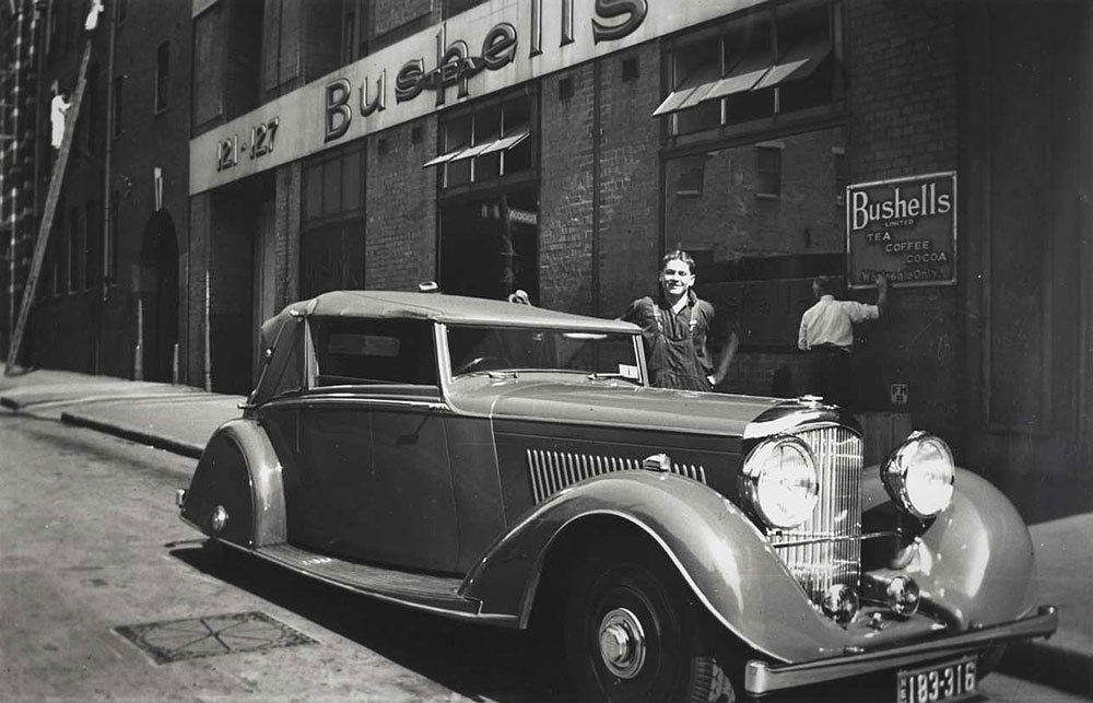 The Bentley pictured outside Bushells